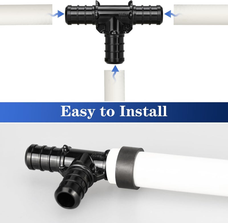 PXZBLG 1/2" Poly PPSU Barb Crimp PEX Fitting, 25pcs PEX Tee Fittings, No Lead - Image 4
